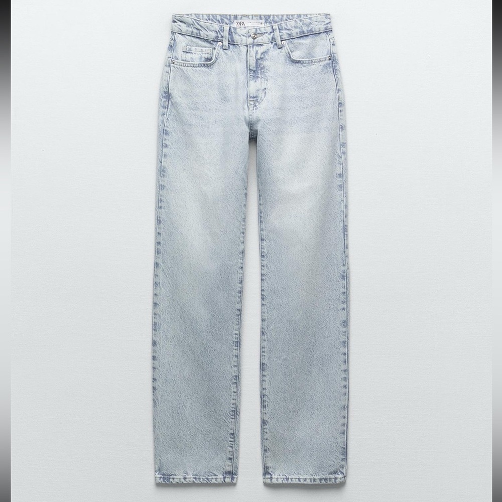 NWT Zara High Waisted Long Length Slim Jeans Light Blue Denim Jeans Size 0 or 25